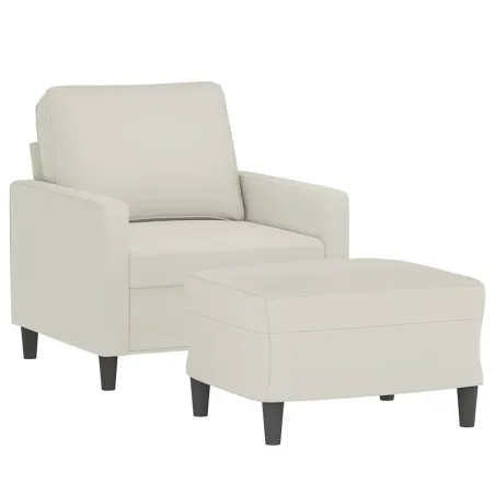 Fauteuil avec repose-pied Crème 60 cm Velours