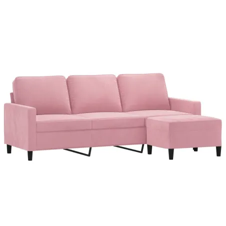 Canapé à 3 places avec repose-pieds Rose 180 cm Velours