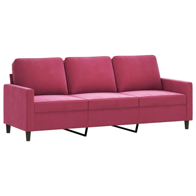 Canapé à 3 places et repose-pieds Rouge bordeaux 180 cm Velours