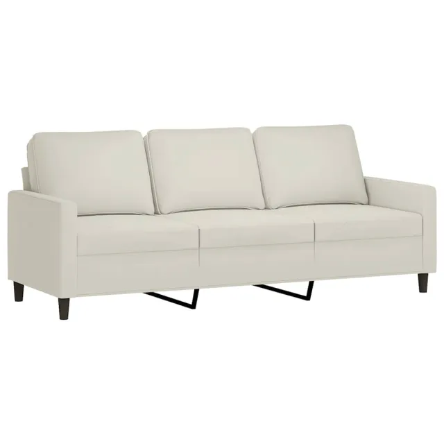 Canapé à 3 places avec repose-pieds Crème 180 cm Velours