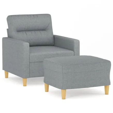 Fauteuil avec repose-pied Gris clair 60 cm Tissu 2