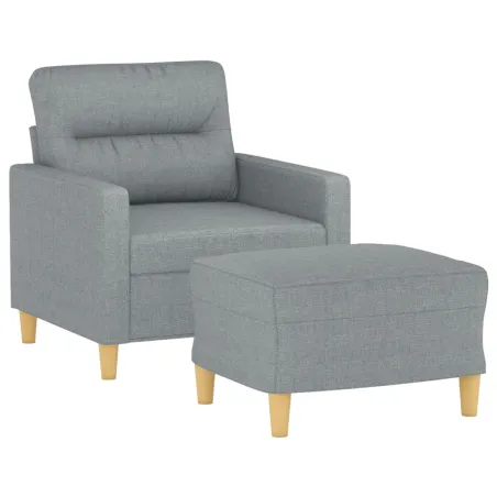 Fauteuil avec repose-pied Gris clair 60 cm Tissu