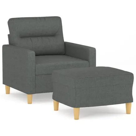 Fauteuil avec repose-pied Gris foncé 60 cm Tissu 2