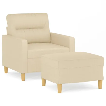 Fauteuil avec repose-pied Crème 60 cm Tissu 2