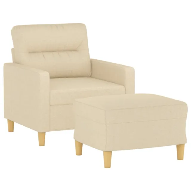 Fauteuil avec repose-pied Crème 60 cm Tissu