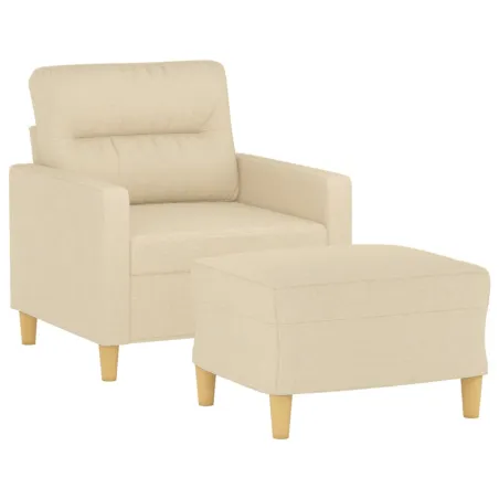 Fauteuil avec repose-pied Crème 60 cm Tissu