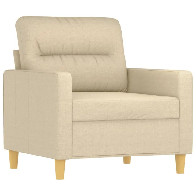 Fauteuil avec repose-pied Crème 60 cm Tissu