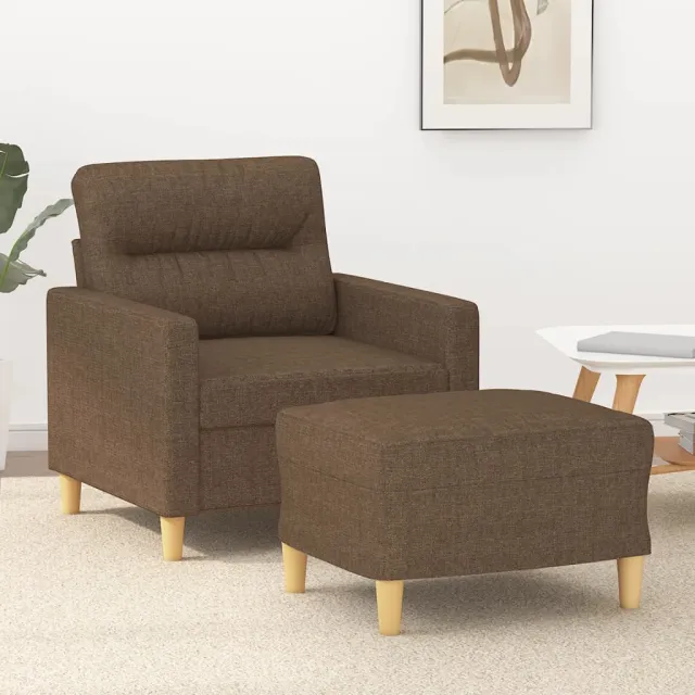 Fauteuil avec repose-pied Marron 60 cm Tissu
