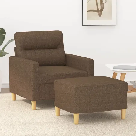 Fauteuil avec repose-pied Marron 60 cm Tissu