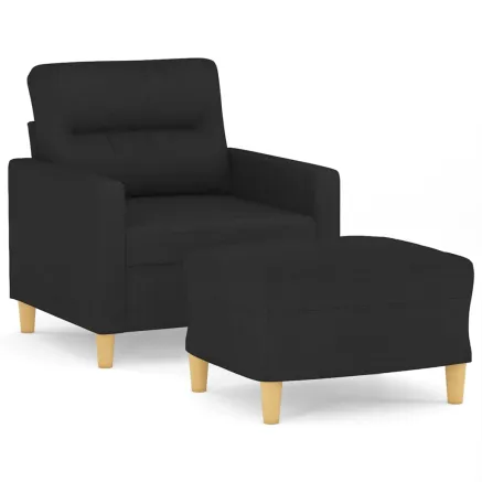 Fauteuil avec repose-pied Noir 60 cm Tissu 2