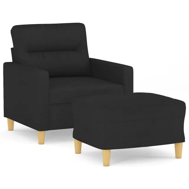 Fauteuil avec repose-pied Noir 60 cm Tissu
