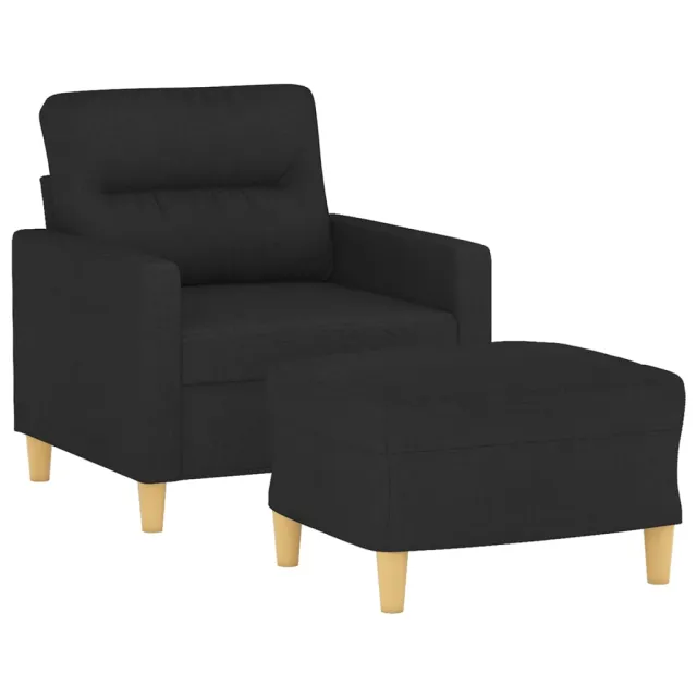 Fauteuil avec repose-pied Noir 60 cm Tissu