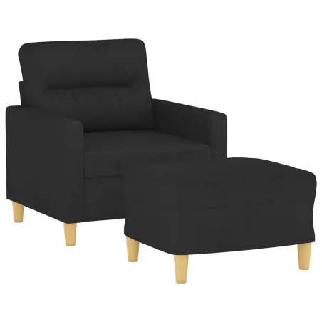 Fauteuil avec repose-pied Noir 60 cm Tissu