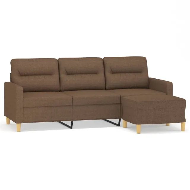 Canapé à 3 places avec repose-pieds Marron 180 cm Tissu