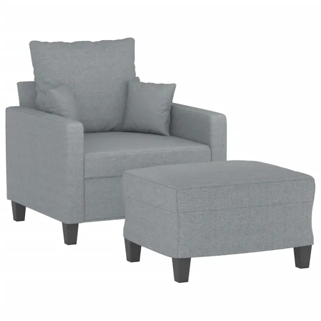 Fauteuil avec repose-pied Gris clair 60 cm Tissu