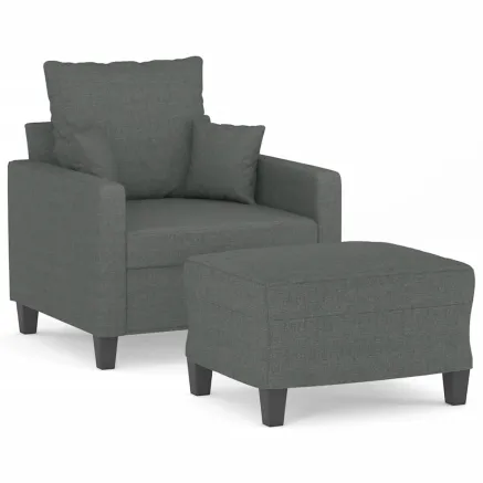 Fauteuil avec repose-pied Gris foncé 60 cm Tissu 2