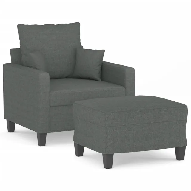 Fauteuil avec repose-pied Gris foncé 60 cm Tissu
