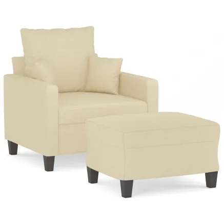 Fauteuil avec repose-pied Crème 60 cm Tissu 2