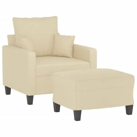 Fauteuil avec repose-pied Crème 60 cm Tissu
