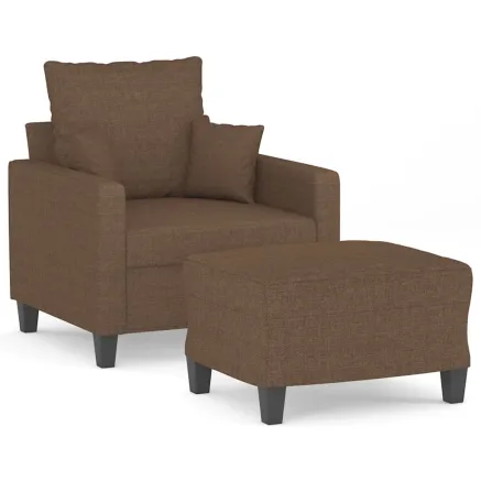 Fauteuil avec repose-pied Marron 60 cm Tissu 2