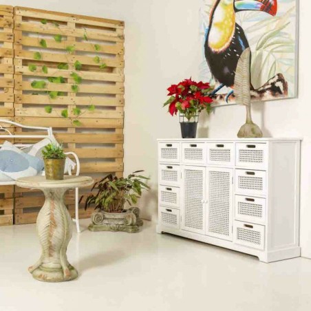 Credenza Alexandra House Living Bianco Legno di paulownia Legno MDF 33