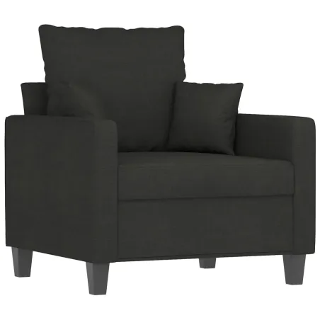 Fauteuil avec repose-pied Noir 60 cm Tissu