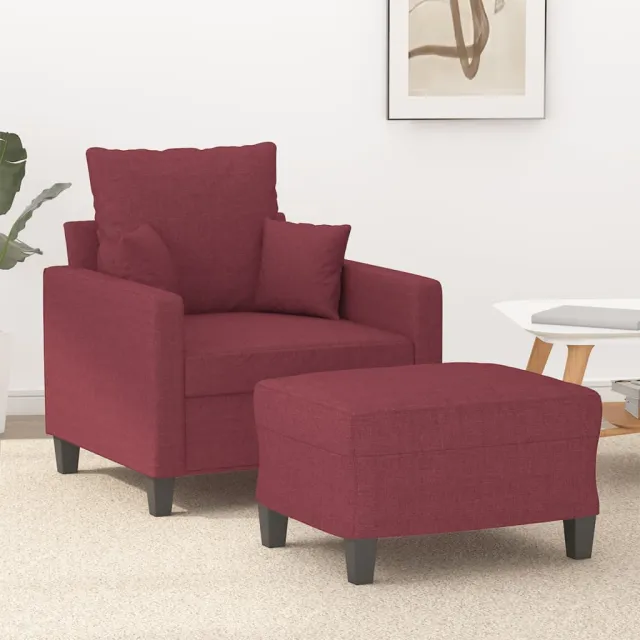 Fauteuil avec repose-pied Rouge bordeaux 60 cm Tissu