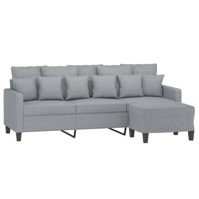 Canapé à 3 places avec repose-pieds Gris clair 180 cm Tissu