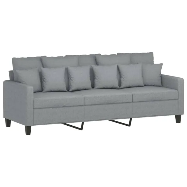 Canapé à 3 places avec repose-pieds Gris clair 180 cm Tissu