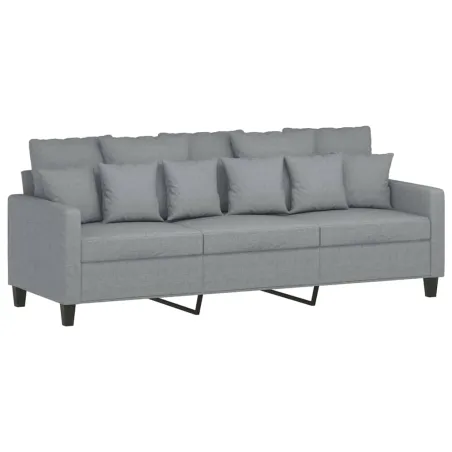 Canapé à 3 places avec repose-pieds Gris clair 180 cm Tissu