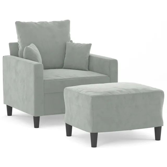 Fauteuil avec repose-pied Gris clair 60 cm Velours
