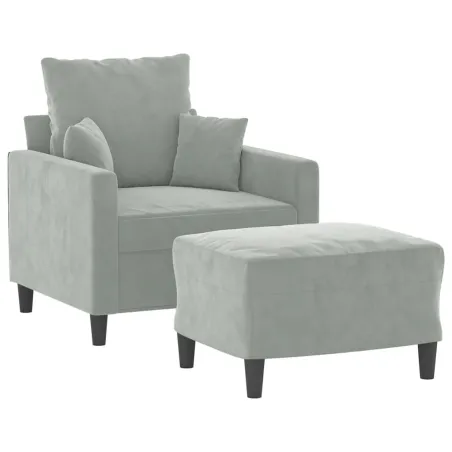 Fauteuil avec repose-pied Gris clair 60 cm Velours