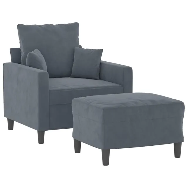 Fauteuil avec repose-pied Gris foncé 60 cm Velours