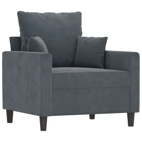 Fauteuil avec repose-pied Gris foncé 60 cm Velours
