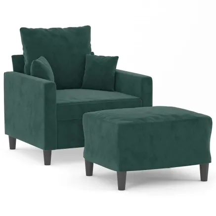 Fauteuil avec repose-pied Vert foncé 60 cm Velours 2
