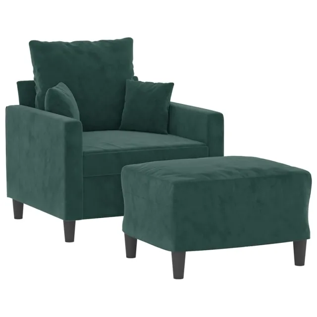 Fauteuil avec repose-pied Vert foncé 60 cm Velours