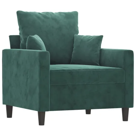 Fauteuil avec repose-pied Vert foncé 60 cm Velours