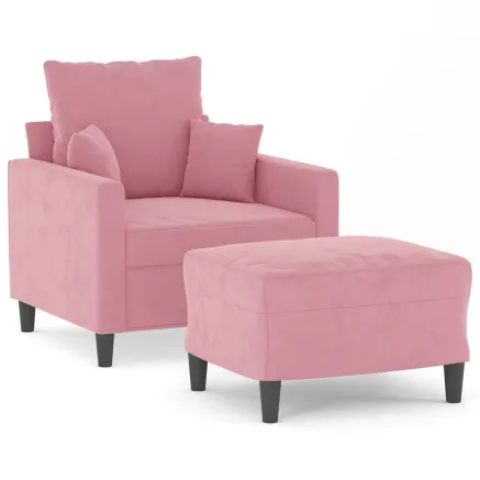 Fauteuil avec repose-pied Rose 60 cm Velours 2