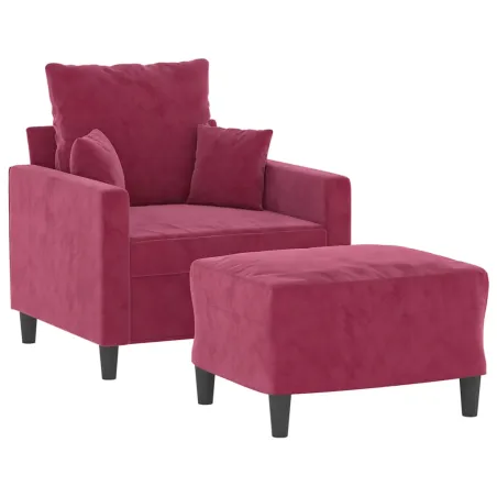 Fauteuil avec repose-pied Rouge bordeaux 60 cm Velours