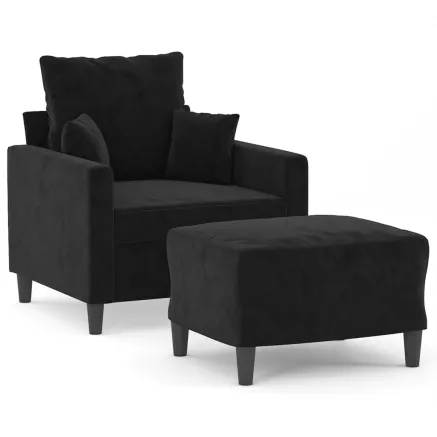 Fauteuil avec repose-pied Noir 60 cm Velours 2