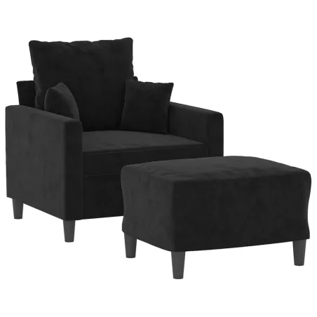 Fauteuil avec repose-pied Noir 60 cm Velours
