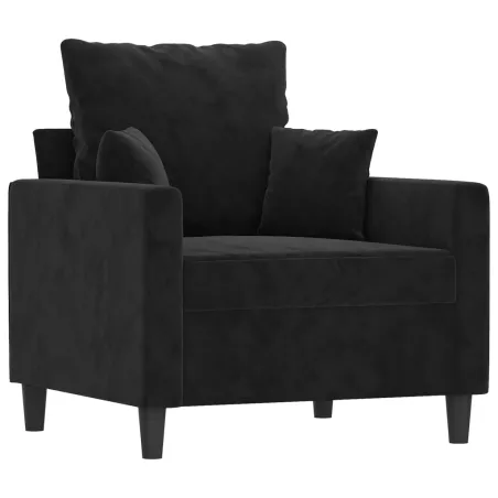 Fauteuil avec repose-pied Noir 60 cm Velours
