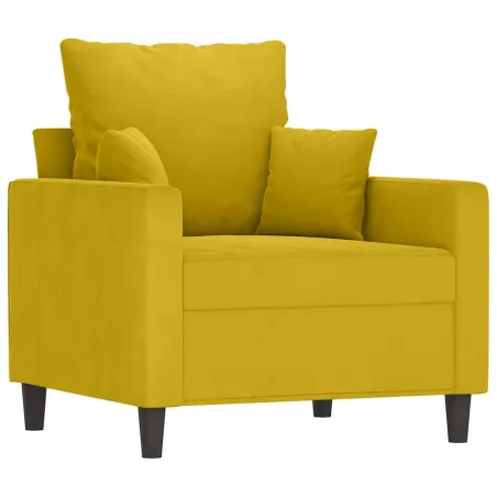 Fauteuil avec repose-pied jaune 60 cm velours