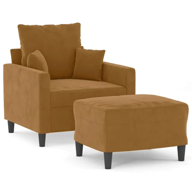 Fauteuil avec repose-pied Marron 60 cm Velours