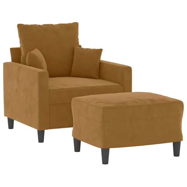Fauteuil avec repose-pied Marron 60 cm Velours