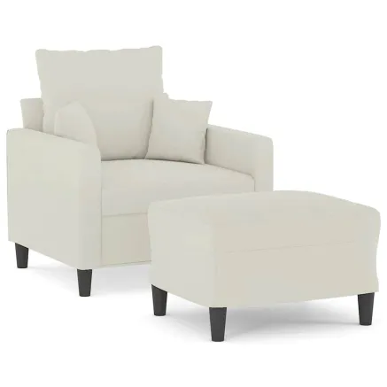 Fauteuil avec repose-pied Crème 60 cm Velours 2