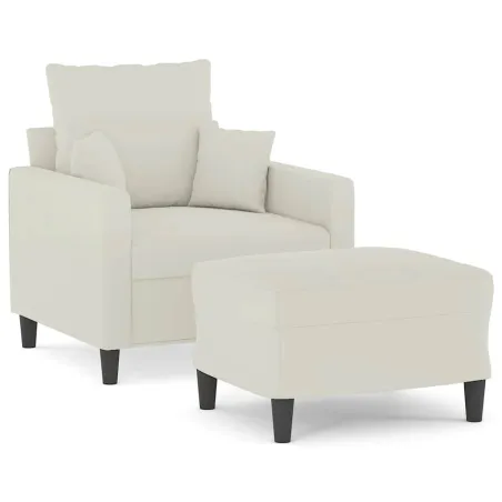 Fauteuil avec repose-pied Crème 60 cm Velours