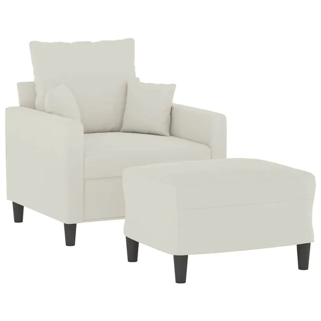 Fauteuil avec repose-pied Crème 60 cm Velours