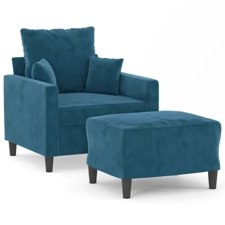Fauteuil avec repose-pied Bleu 60 cm Velours