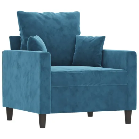 Fauteuil avec repose-pied Bleu 60 cm Velours
